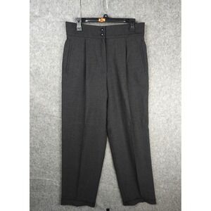 CLAUDE MONTANA Pants Women's 48 / 14 Gray Wool Blend High Rise Made Italy